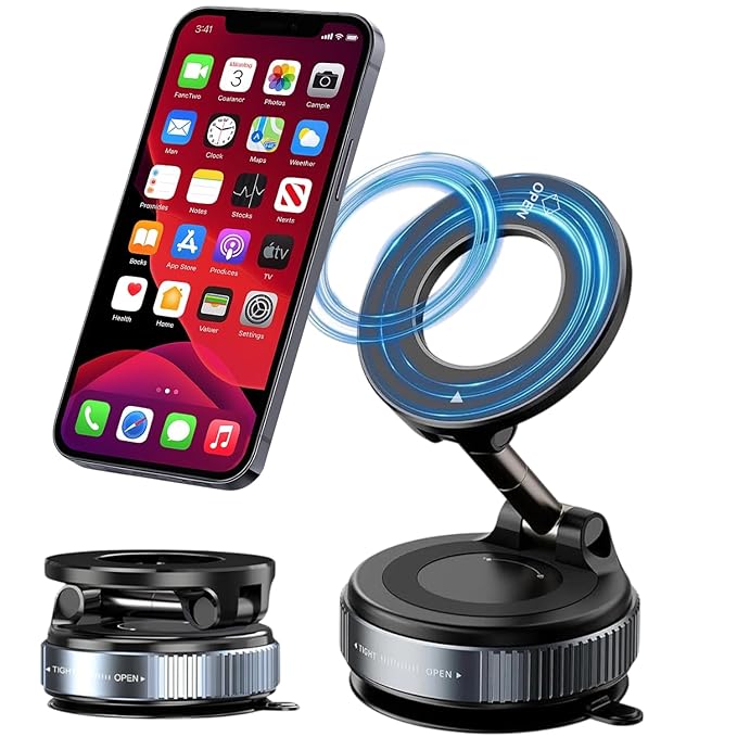 Pro Magnetic Car Phone Holder, 360° Rotation, Adjustable Arm, Strong Suction, Android, iPhone and Laptop Compatible | Universal Mobile Holder
