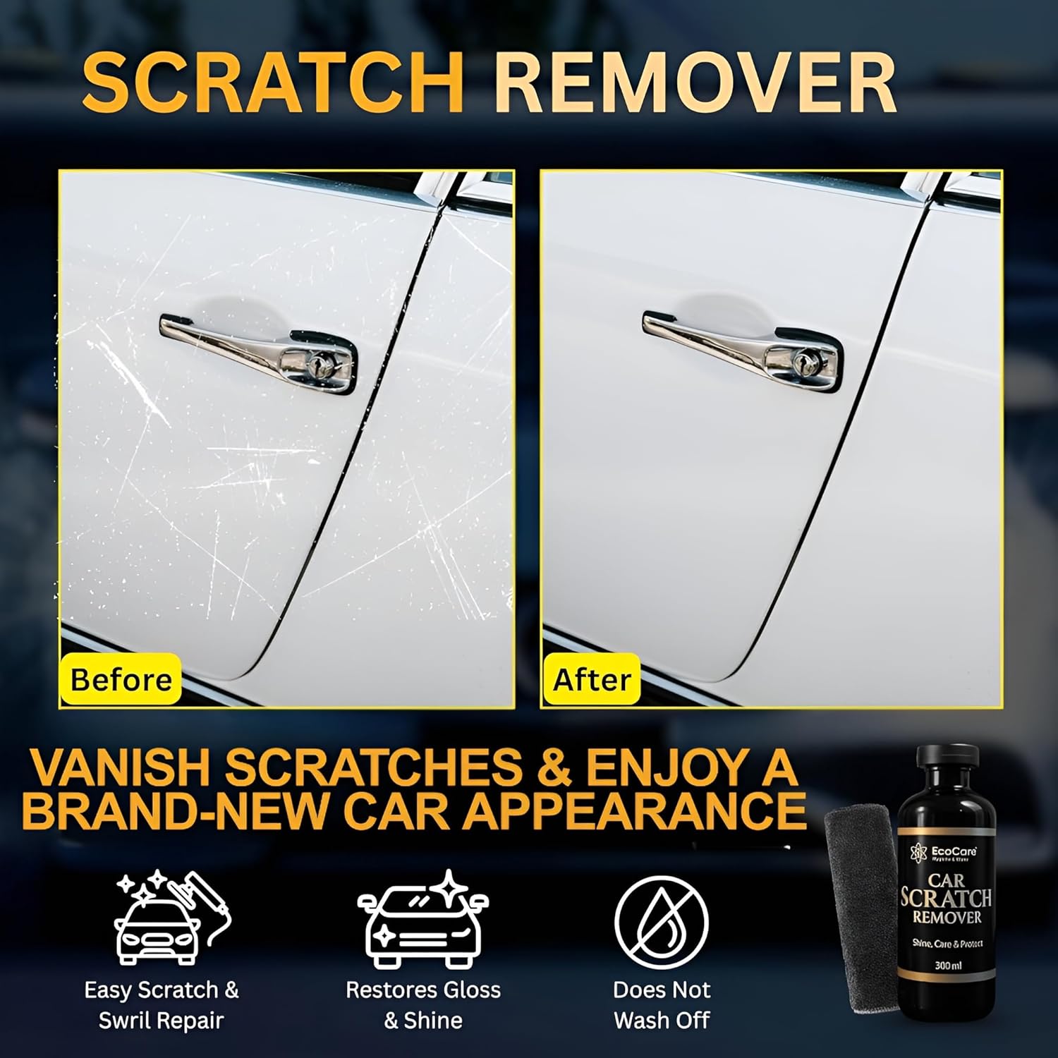 3-in-1 Car Care Kit – Dashboard Polish + Scratch Remover + Glass Cleaner