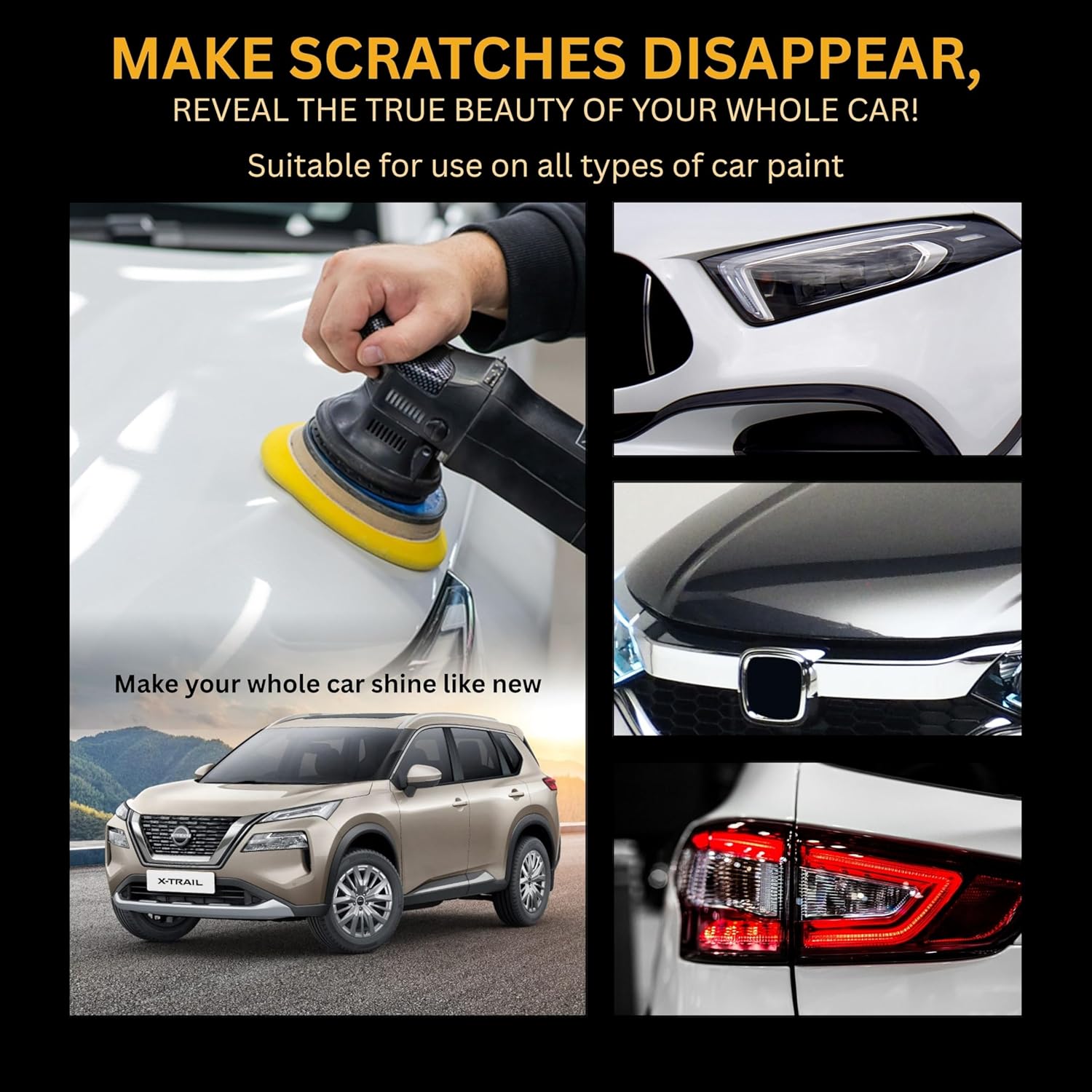 3-in-1 Car Care Kit – Dashboard Polish + Scratch Remover + Glass Cleaner